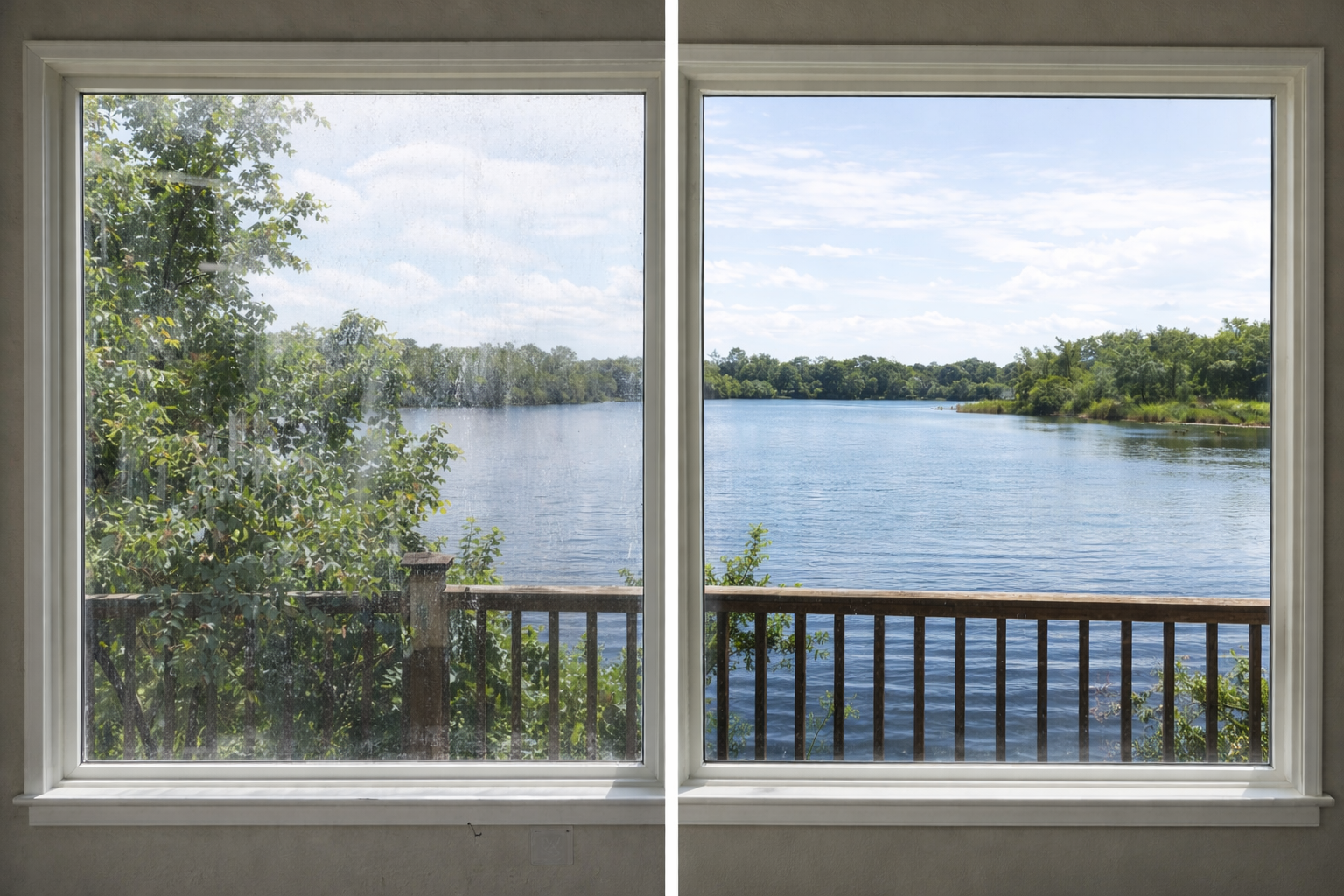 Residential window cleaning before and after Sarasota